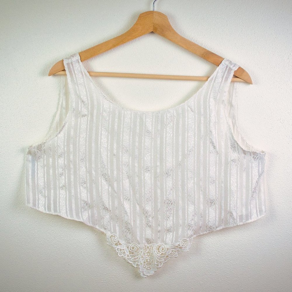 Handmade Sheer Striped Camisole Crop Top with Lace Accent